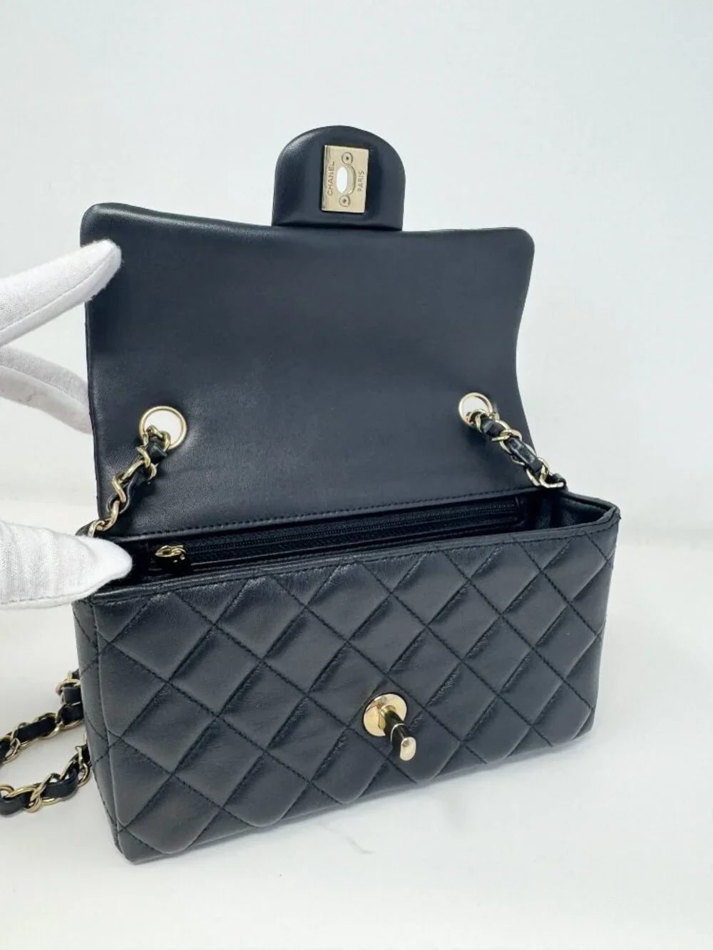 Chanel Lambskin Mini Rectangular Classic Flap Black